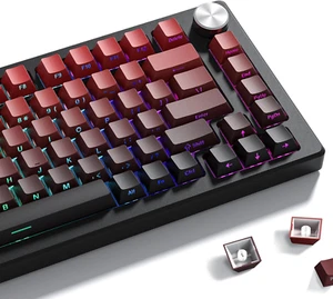 Gradient Side Print Keycaps Red, Double Shot PBT Keycaps 75 Percent,Cherry - Picture 1 of 12