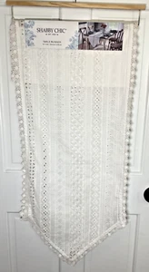SHABBY CHIC HOME TABLE RUNNER 16 X 90 EYELET LACE WHITE NWT - Picture 1 of 2