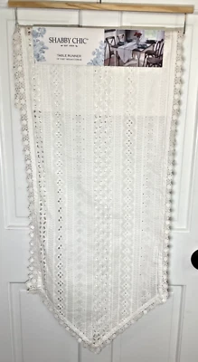 SHABBY CHIC HOME TABLE RUNNER 16 X 90 EYELET LACE WHITE  NWT - Image 1 of 2