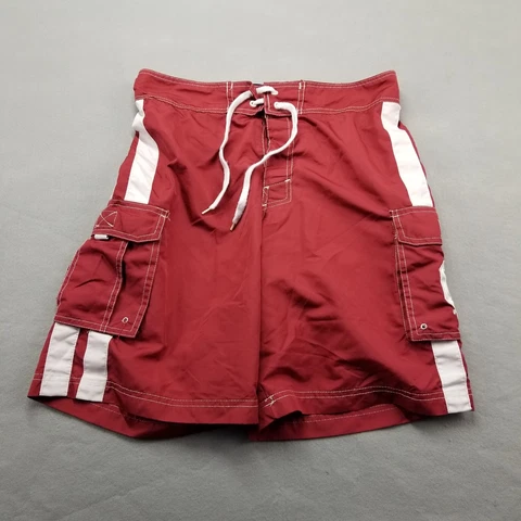 Oklahoma Sooners OU Swim Cargo Trunks Shorts Size Small 32 Red Drawstring Lined Cover
