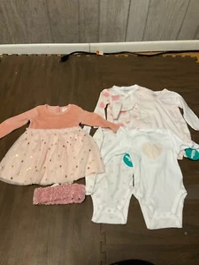 Baby Clothes lot. Girl 6 months. baby accessories. Heart, pink, dress. 6 pieces. - Bild 1 von 1