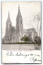 1912 Holy Name Catholic Church Dirt Road Sheboygan Wisconsin WI Antique Postcard