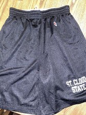 ST. CLOUD STATE HUSKIES Shorts VINTAGE Hockey Mesh CHAMPION SMALL Black NCAA