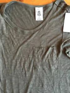 NWT Free People Rory Tee Distressed Army Green Heather Pocket Outfitter Sz XS B9 - Picture 1 of 3