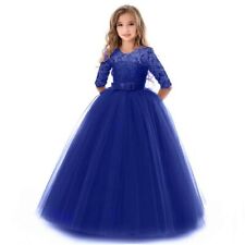Lace Formal flower girl Dress kids party bridesmaid princess wedding Tulle Gown