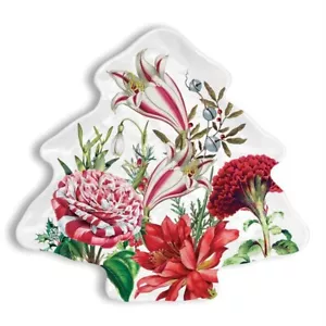 Michel Design Works Christmas Bouquet Tree Shaped Melamine Serveware Plate - Picture 1 of 1