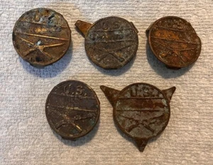 Lot of 5 Infantry Brass Tags dug at Columbus New Mexico WWI Mexican Border Wars! - Picture 1 of 2