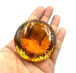 Certified Natural Round Yellow Topaz Brazilian Loose Gemstone 907.66 Ct 60x60 MM - Picture 1 of 6
