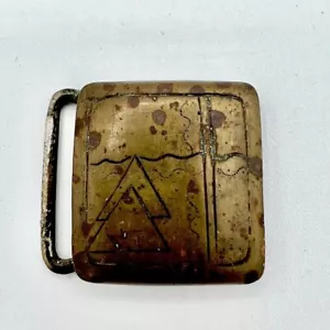 Vintage Mid Century Brass Belt Buckle Asian Abstract Brutalist MCM - Picture 1 of 5