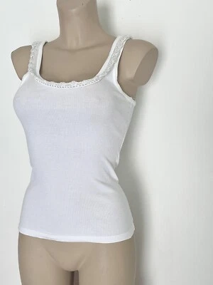 DOLCE & GABBANA Cami Top Crochet Tejido Rayas Blancas S EU40 Playa Italia Verano D&G Foto 1 de 4