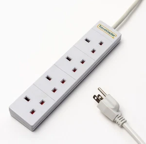 UK to USA Travel Adapter 4 sockets 1.5m Extension Lead Type B - Picture 1 of 13