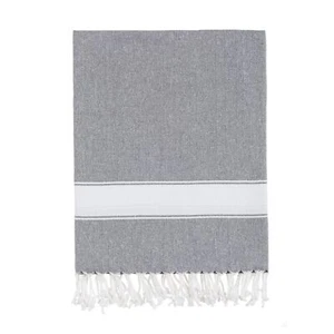 Bello Turkish Beach Towel, Soft Peskir Black, Handwoven Peshtemal, 39 x 66.9 In. - Picture 1 of 2