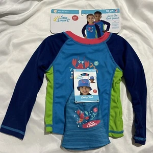 Sun Smart Swim Tee Rash Guard Size S- 18-24 Months UPF 50+ With hat - Picture 1 of 7