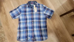 NUEVO CON ETIQUETAS TOMMY BAHAMA $118 Camisa abotonada a cuadros para hombre M - Imagen 1 de 3