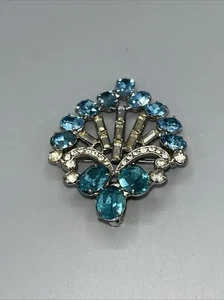 Vintage 1950’s Rhinestone Baby Blue Brooch/pendant Stunning Sparkly Bling - Picture 1 of 11