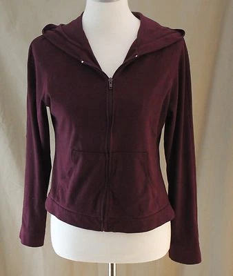 Sudadera con capucha de terciopelo con cremallera Fashion Bug, pequeña, borgoña Foto 1 de 4