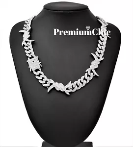 Mens ICED Miami Cuban Link Chain Spike Thorn Necklace Plated CZ Hip Hop Jewelry - Picture 1 of 20