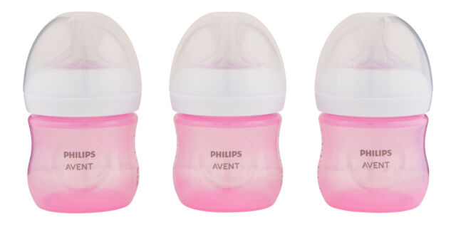  Philips Avent - Biberón natural con diseño de elefante rosa, 9  onzas, paquete de 3 : Bebés