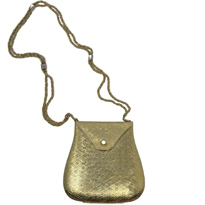 Bolso de mano vintage Rosenfeld hecho en Italia estuche rígido de metal dorado floral Foto 1 de 4