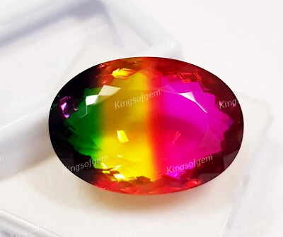 77 Ct Doublet Glass Stone Multi Color Tourmaline Oval Cut Stone Loose Gemstone - Image 1 of 4