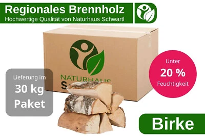 NATURHAUS-SCHWARTL Brennholz Birke Birkenholz Heizung Kaminholz Regional Ofen Trocken 25cm 30kg