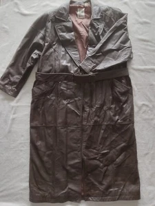 Gabardina vintage de cuero genuino marrón oscuro talla L/XL, para hombre - Imagen 1 de 14