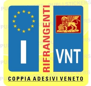 2 ADESIVI TARGA AUTO RIFRANGENTI CON BANDIERA E SIGLA VENETO - Imagen 1 de 1