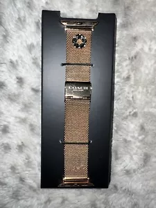 COACH Women's Rose Gold Mesh Bracelet Strap for Apple Watch 38mm 40mm NIB - Picture 1 of 5