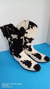 Justin Brand Basics Cow Print Wildleder Westernstiefel Größe 10B Cowgirl Boho Rodeo - Bild 1 von 11