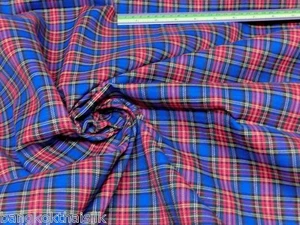 Blue Red Green Plaid Tartan Woven Cotton Fabric 44"W Drape Tablecloth Dress BTY - Picture 1 of 1