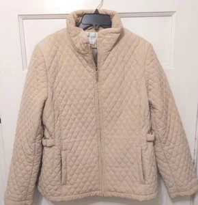 Worthington Ladies Size Large Beige Quilted Zip Front Lined Jacket - Picture 1 of 11