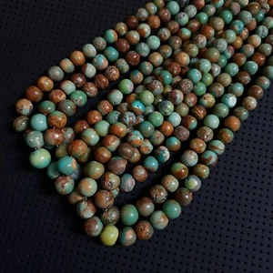 Natural Genuine Green Arizona Turquoise Smooth Round Beads 10mm to 6mm 14'Strand - Picture 1 of 9