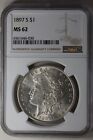 1897-S  $1  NGC  MS62  Morgan Silver Dollar, Miss Liberty Head Dollar