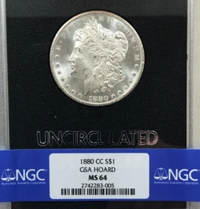 1880-CC GSA Morgan Silver Dollar NGC MS64 Blast White ~ Nice Strike w/Box & COA - Picture 1 of 9