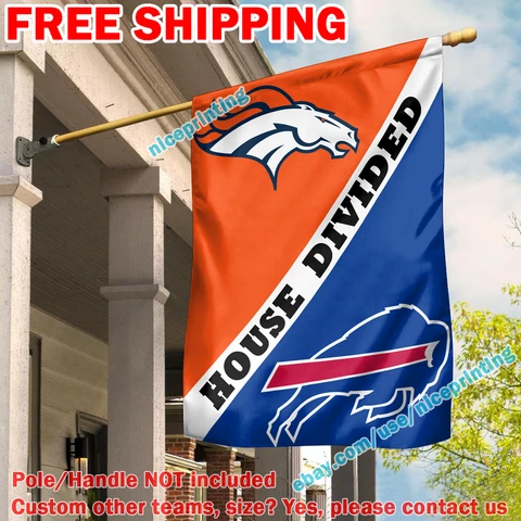 Denver Broncos vs Buffalo Bills House Divided Flag Banner 28x40" NFL NEW 2023 Cover