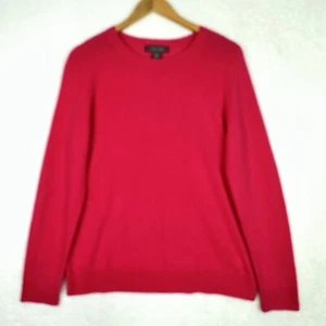 Tahari 100% Cashmere Sweater Women’s Medium Hot Pink Crew Neck Soft 2-Ply Barbie - Picture 1 of 10
