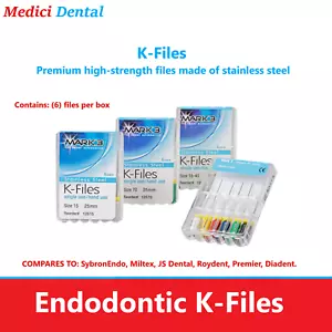 Dental Endo Hand Files Endo Root Canal K files Stainless Steel 21MM 25MM 31MM - Picture 1 of 1