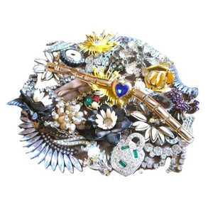 Strass Trödel Schmuck Lot die meisten Vintage für Teile Reparatur & Verschleiß Handwerk Mehrzweck - Bild 1 von 10