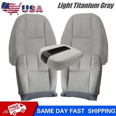 For 07-14 Chevy Tahoe GMC Sierra Driver & Passenger Bottom Top Seat Cover Gray - Image 1 of 4