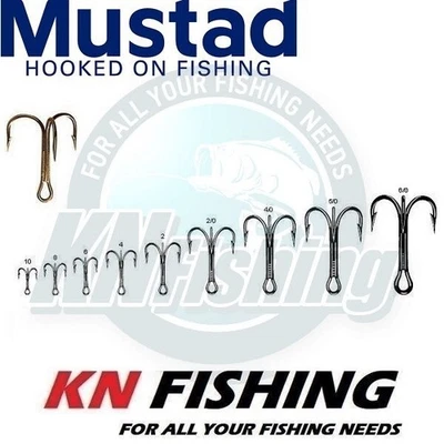 MUSTAD TREBLE HOOKS 3551 BR couleur marron eau salée forte tailles 14 16 18...