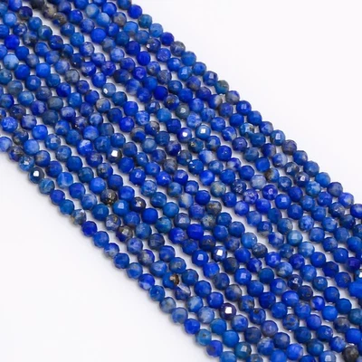 Natural Lapis Lazuli Gemstone Round Micro Faceted Beads 2.5-3 mm Strand 12.5" - Image 1 of 2