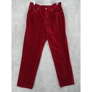 Vintage Lauren Ralph LRL Hose Damen 14 Samt gerades Bein Urlaub Taschen rot - Bild 1 von 11