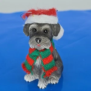 Weihnachtsschmuck Nikolaus Pfoten Mini Schnauzer Hund mit Weihnachtsmütze und Schal - Bild 1 von 2