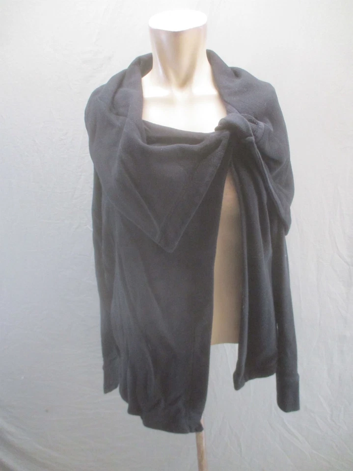 Zella Size M Womens Black Cotton Blend Long Sleeve Collared Activewear Cape 130 - Image 1 of 4