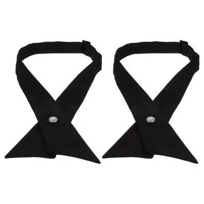  2 PCS School Uniform Tie Bow Self Neck Ties Girls Adjustable Bowtie - Image 1 of 4