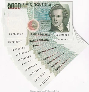 A5 - Republik - 5000 Lire Bellini 1996 - aufeinanderfolgend aus Mazzetta FDS / UNC - Bild 1 von 2