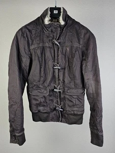 Abercrombie & Fitch Jacket Womens Size L Faux Fur Flannel Brown Lined Full Zip - Picture 1 of 19