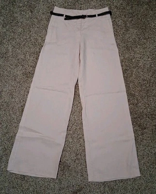 Pantalón H&M 100% Lino Melocotón Pierna Ancha 8 Cinturones Minimalista Antiguo Dinero Cápsula Foto 1 de 4