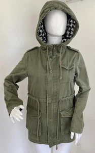 Dangerfield 6 Khaki Green Pure Cotton Twill Hooded Zip Jacket Pockets Military - Picture 1 of 21