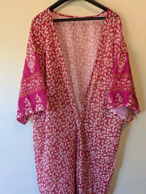 Women's Kimono Size 14 16 18 Boho Pink Party Casual Formal Top Cover-up Beach - Image 1 of 4